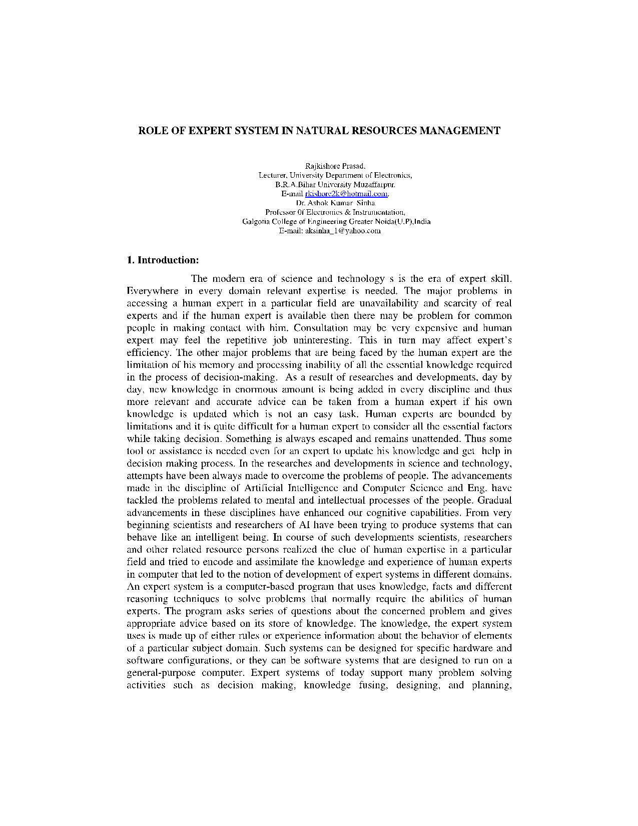 ROLE OF EXPERT SYSTEM IN NATURAL RESOURCES MANAGEMENT 9