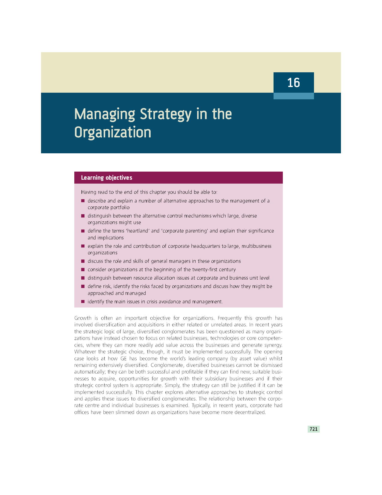 Managing Strategy in the organization